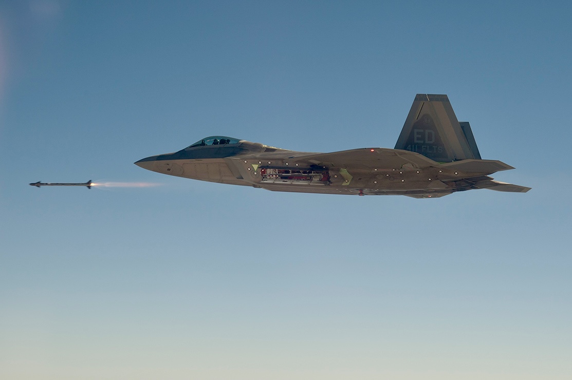 F-22 Raptor test-firing an AIM-9X Sidewinder missile